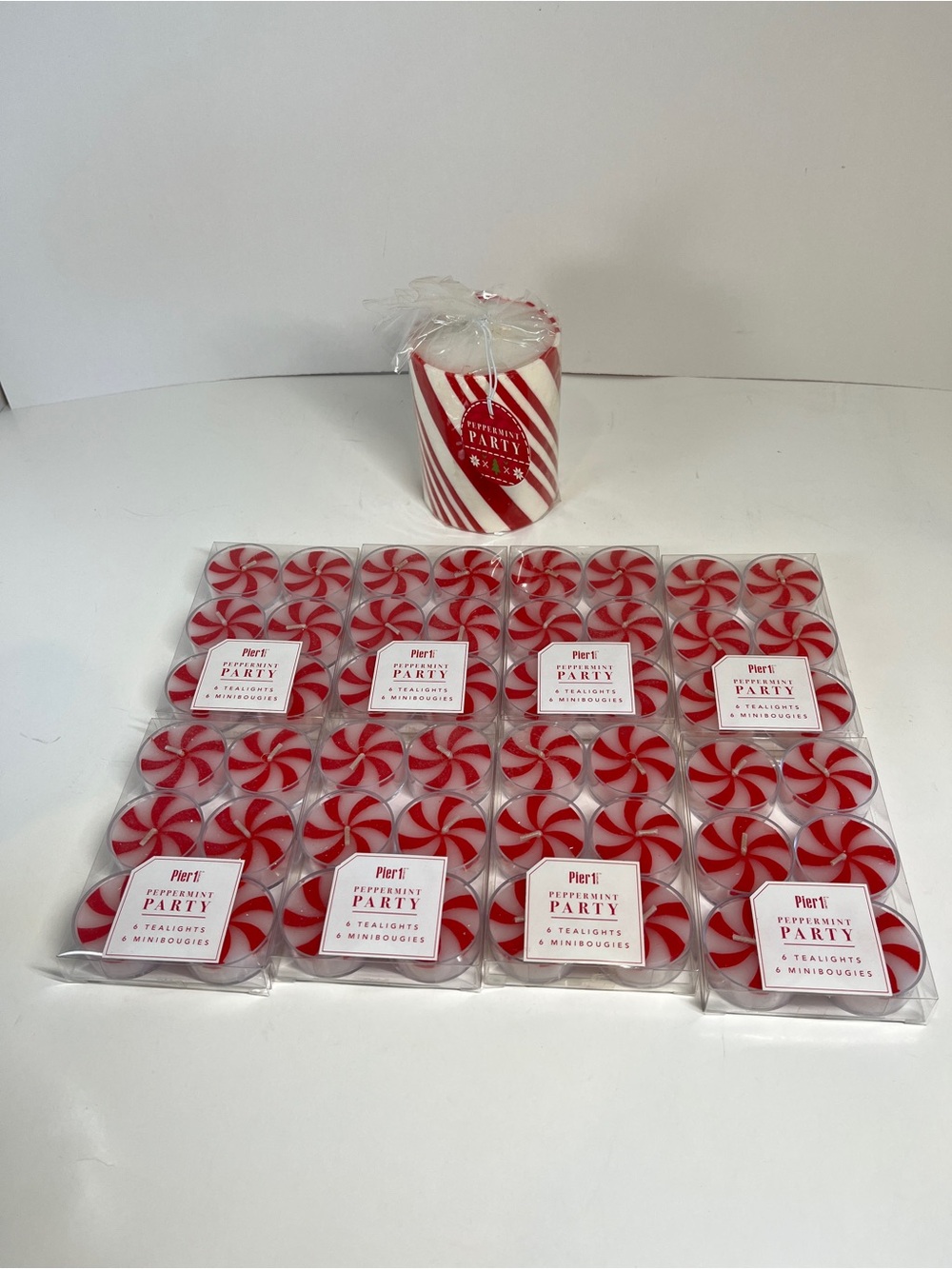 Lot of NEW Pier 1 Peppermint Party Candle Tealights Tea Light 6-Pack x 8 Single